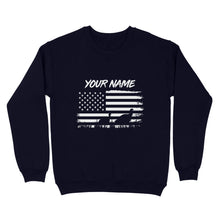 Load image into Gallery viewer, Customize name Turkey hunting American flag patriotic hunting shirt D08 NQS2206 - Standard Crew Neck Sweatshirt