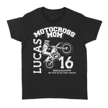 Load image into Gallery viewer, Motocross Mom Shirt Custom Rider&#39;s Name &amp; Number, Mother&#39;s Day Gift for Mom of A Rider Motorcycle Shirt| NMS356 A01