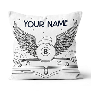 Personalized Billiard 8 Ball Wings Line Drawing Pillow, Billiards Gifts VHM0900