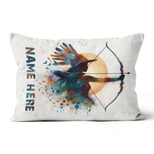 Load image into Gallery viewer, Personalized Watercolor Woman Archer Archery Pillow Custom Archery Gifts VHM0931