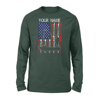 American flag fisherman kayak fishing custom name US fishing rod D05 NQS1244 - Standard Long Sleeve