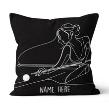 Load image into Gallery viewer, Personalized Woman Playing Pool Billiards Line Drawing Pillow Pool Gifts VHM0915