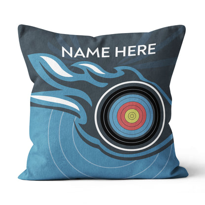 Personalized Blue Archery Target Pillow Custom Name Archery Throw Pillow TDM0845