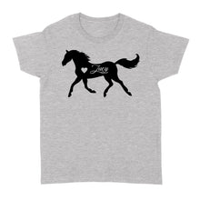 Load image into Gallery viewer, Customized name horse gifts for girls, Gift For Horse Owner, Horse Trainer Gift, Horse Lover Gift, Cowgirl, Riding Tee D06 NQS2682 - Standard Women&#39;s T-shirt