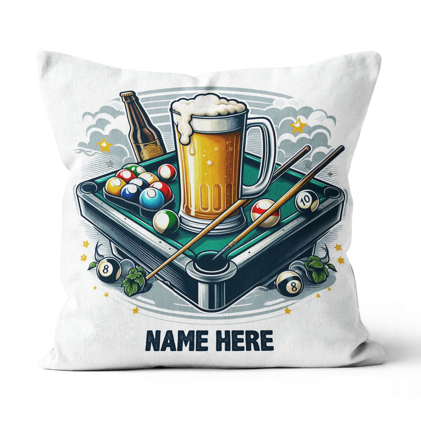 Funny Billiard Balls And Beer Custom White Pillow, Billiard Pillow Gifts TDM0839