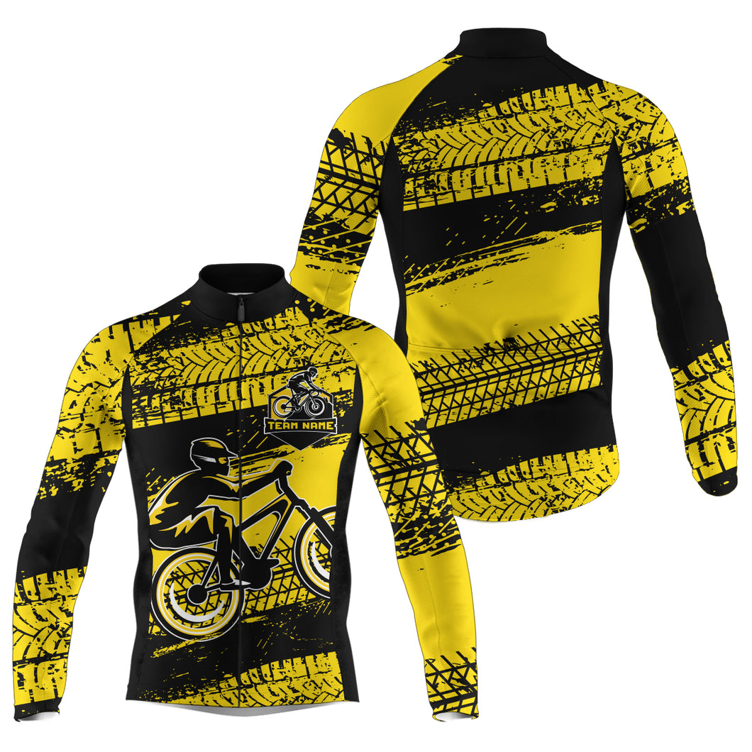 Custom Men cycling jersey Yellow biking tops UPF50+ cycle gear with pockets Breathable bike shirt| SLC61