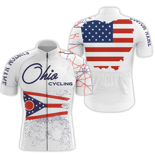 Ohio cycling jersey for Men Women UPF50+ custom Ohio bike shirts with 3-rear pockets & full zipper| SLC177