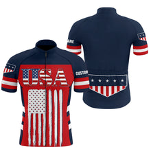 Load image into Gallery viewer, USA Men &amp; Women cycling jersey UPF50+ American bike shirt with 3 pockets &amp; full zip MTB BMX Gear| SLC164