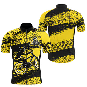 Custom Men cycling jersey Yellow biking tops UPF50+ cycle gear with pockets Breathable bike shirt| SLC61