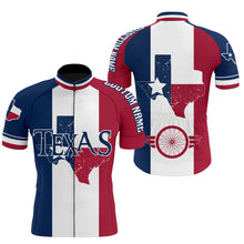 Load image into Gallery viewer, Texas Men&#39;s cycling jersey UPF50+ bike shirt with full zip 3-rear pockets MTB BMX cycle gear| SLC143