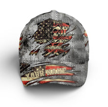 Load image into Gallery viewer, Motocross Skull Biker Cap - Personalized American Motorcycle BWB Hat, Off-road Riders Patriotic Cap| NMS385