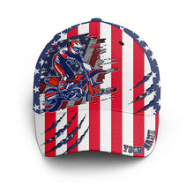 Load image into Gallery viewer, USA Flag Dirt Bike Hat - Personalized MX BWB Hat Motocross Off-Road Cap For Biker CDT04