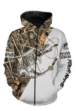 Load image into Gallery viewer, Brook Trout Personalized fishing tattoo camo all-over print long sleeve, T-shirt, Hoodie, Zip up hoodie - FSA27