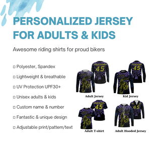 Purple personalized dirt bike jersey adult&kid UV protective off-road Just Ride motorcycle shirt PDT02