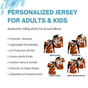 Xtreme orange MotoX custom kid&adult jersey UPF30+ dirt bike off-road MX racing motorcycle shirt PDT48