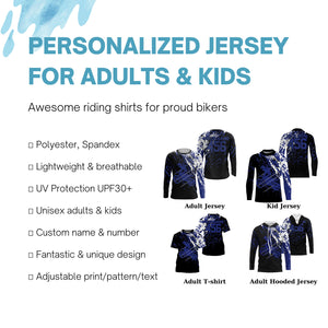 Personalized dirt bike jersey adult&kid UPF30+ Motocross MX racing off-road motorcycle - Blue| NMS909