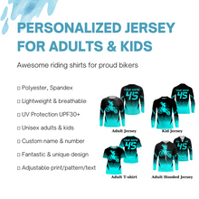 Load image into Gallery viewer, Turquoise MX racing jersey personalized motocross UPF30+ adult&amp;kid dirt bike off-road motorcycle| NMS876