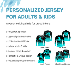 Turquoise MX racing jersey personalized motocross UPF30+ adult&kid dirt bike off-road motorcycle| NMS876