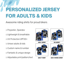 Load image into Gallery viewer, Flag American kid men women custom UPF30+ MX jersey blue dirt racing shirt motorcycle racewear PDT49