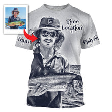 Load image into Gallery viewer, Fishing Shirt Custom Name, Image, Time, Location 3D UV protection Shirts UPF 30+ Fishing gift| Black - TMTS050