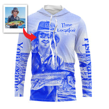 Load image into Gallery viewer, Fishing Shirt Custom Name, Image, Time, Location 3D UV protection Shirts UPF 30+ Fishing gift| Blue - TMTS050