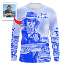 Load image into Gallery viewer, Fishing Shirt Custom Name, Image, Time, Location 3D UV protection Shirts UPF 30+ Fishing gift| Blue - TMTS050