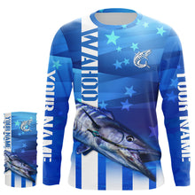 Load image into Gallery viewer, Wahoo Fishing Custom Blue Long sleeve performance Fishing Shirts, Wahoo Fishing apparel TMTS016