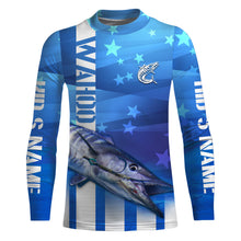 Load image into Gallery viewer, Wahoo Fishing Custom Blue Long sleeve performance Fishing Shirts, Wahoo Fishing apparel TMTS016