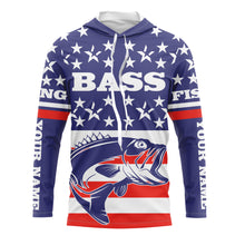 Load image into Gallery viewer, Bass Fishing American Flag Custom UV Long sleeves shirts, personalized Patriotic fishing apparel gifts TMTS017