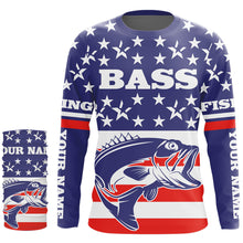 Load image into Gallery viewer, Bass Fishing American Flag Custom UV Long sleeves shirts, personalized Patriotic fishing apparel gifts TMTS017