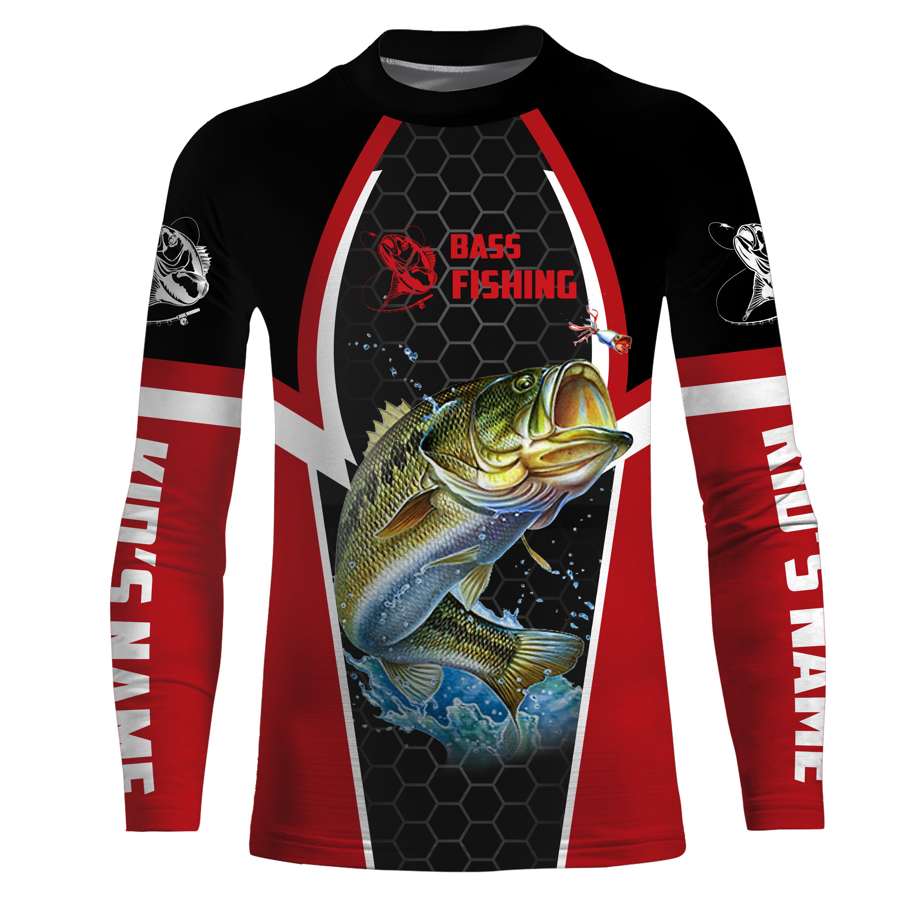 Bass Fishing shirt Fishing rod Custom Long sleeve performance