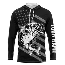 Load image into Gallery viewer, Bass Fishing USA Flag Custom Long sleeve Performance Fishing Shirts, Patriotic Bass Fishing Jerseys TTN113