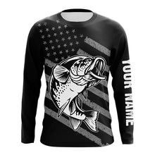 Load image into Gallery viewer, Bass Fishing USA Flag Custom Long sleeve Performance Fishing Shirts, Patriotic Bass Fishing Jerseys TTN113