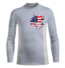 Load image into Gallery viewer, American Flag Fish Hook Custom UV Protection Long Sleeve performance Fishing Shirts TTN71