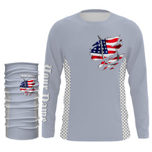 Load image into Gallery viewer, American Flag Fish Hook Custom UV Protection Long Sleeve performance Fishing Shirts TTN71