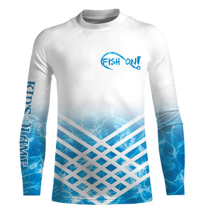 Custom Saltwater Long Sleeve Performance Fishing Shirts Blue Sea Wave Camo Fishing Jerseys TTN72