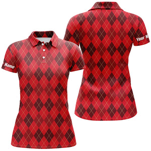 Christmas plaid Argyle Pattern - Funny Christmas Women's Golf Polo Custom Name shirt TTN103