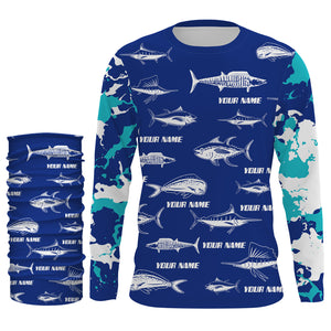 Saltwater Fishing Camo Custom UV Protection Long sleeve Performance Fishing Shirts TTN75