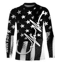 Load image into Gallery viewer, American Flag Fish Hook Heartbeat Custom Long Sleeve Fishing Shirts Personalized Patriotic Fishing Gifts TTN19