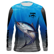 Load image into Gallery viewer, Tuna Fishing Blue Ocean Custom Long Sleeve Performance Fishing Shirts UV Protection Fishing Apparel TTN76