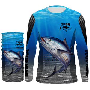 Tuna Fishing Blue Ocean Custom Long Sleeve Performance Fishing Shirts UV Protection Fishing Apparel TTN76