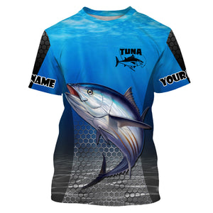 Tuna Fishing Blue Ocean Custom Long Sleeve Performance Fishing Shirts UV Protection Fishing Apparel TTN76