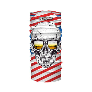 American Flag Skull Fishing Custom UV Long Sleeve Performance Fishing Shirts, Gift for Fisherman TTN89