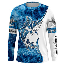 Load image into Gallery viewer, Marlin Fishing Sea Camo 3D UV customize name long sleeves shirt personalized gift for Fishing Lovers TTN38