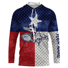 Load image into Gallery viewer, Texas Slam Redfish, Trout, Flounder Custom Texas Flag Fishing Long Sleeve performance Fishing Shirts TTN47