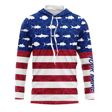 Load image into Gallery viewer, USA Patriotic Fishing American Flag Custom name UV Long Sleeve - Performance Fishing Shirts TTN117