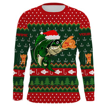 Load image into Gallery viewer, Ugly Christmas Sweater Gingerbread Bass Fishing Shirt, Christmas Fishing Gift for men, women, kid TTN104