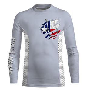 Texas Flag Fish Hook Custom UV Protection Long Sleeve Performance Fishing Shirts TTN78