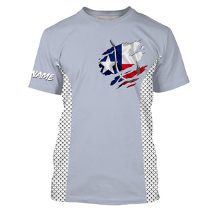 Texas Flag Fish Hook Custom UV Protection Long Sleeve Performance Fishing Shirts TTN78
