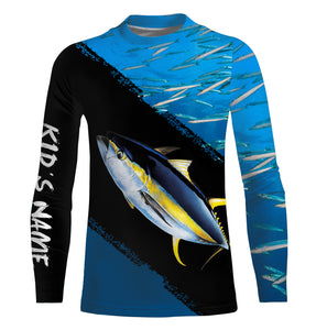 Yellowfin Tuna Fishing Shirts Blue Ocean Camo Performance Fishing Shirt, Personalized Fishing jerseys TTN31